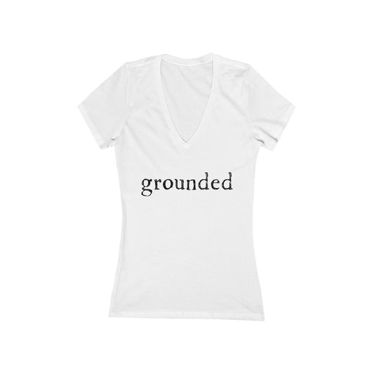 "grounded"  women's v neck t-shirt