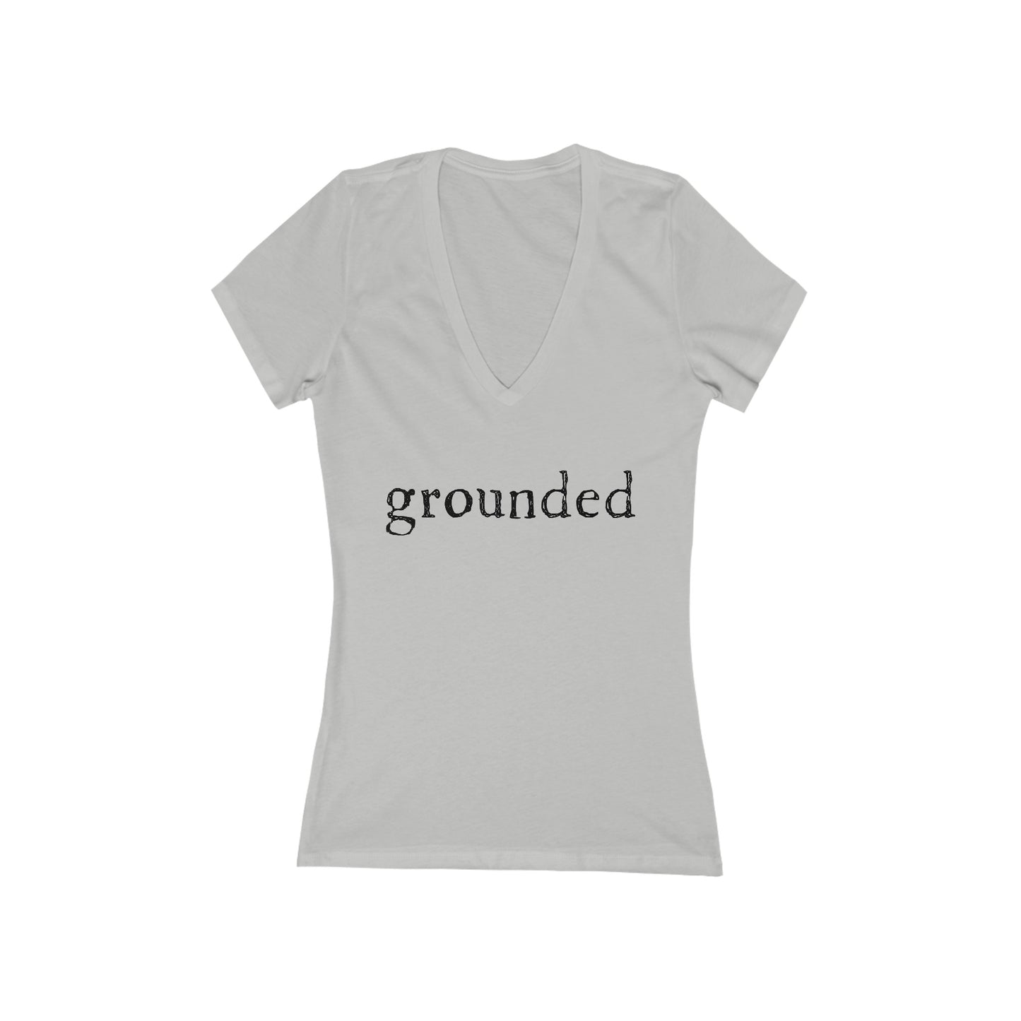 "grounded"  women's v neck t-shirt