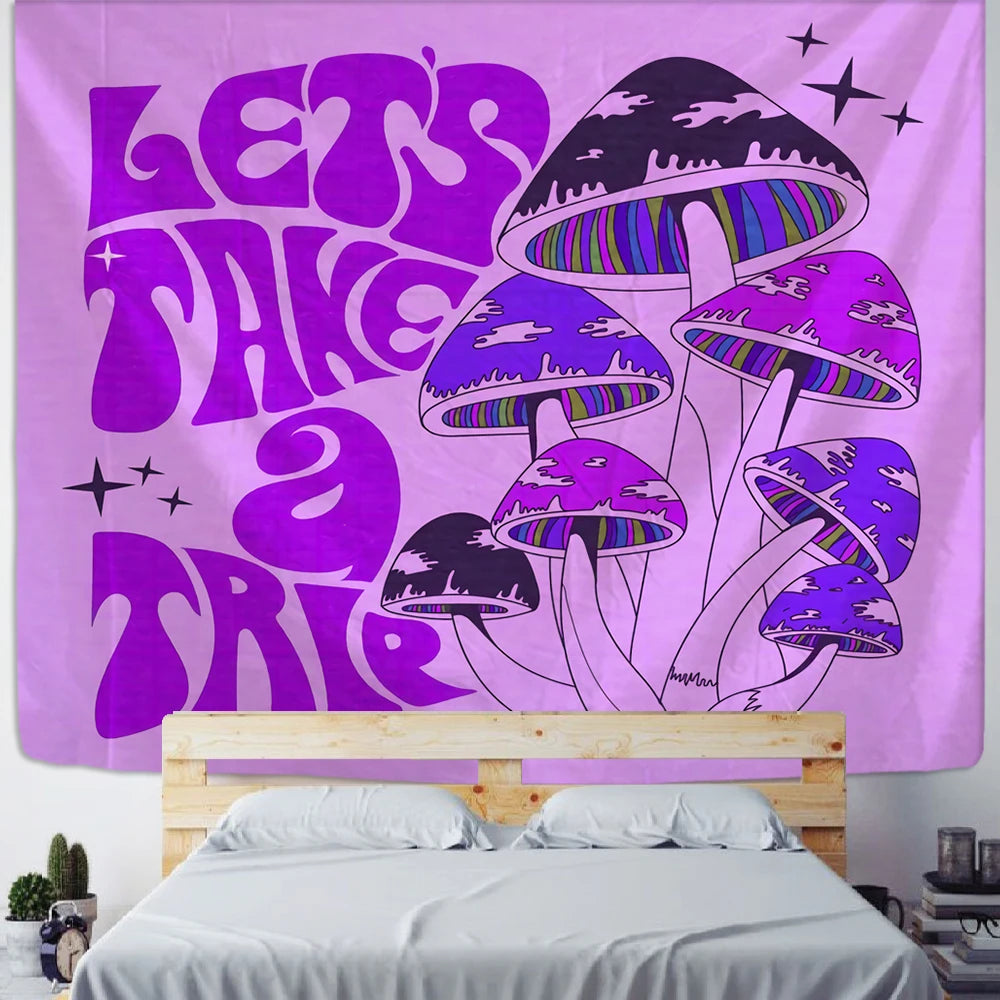 Psychedelic Mushroom Tapestry Wall Hanging