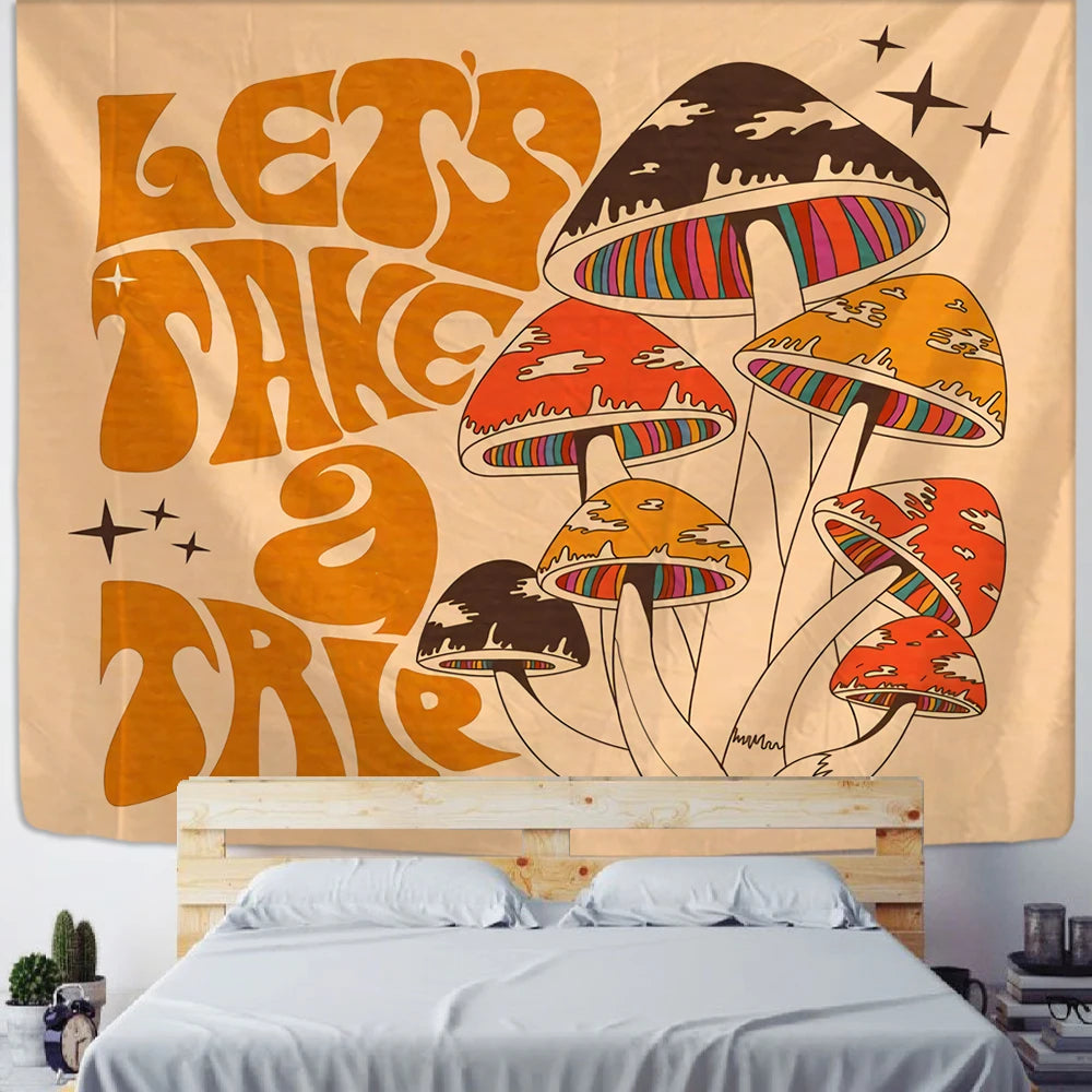 Psychedelic Mushroom Tapestry Wall Hanging