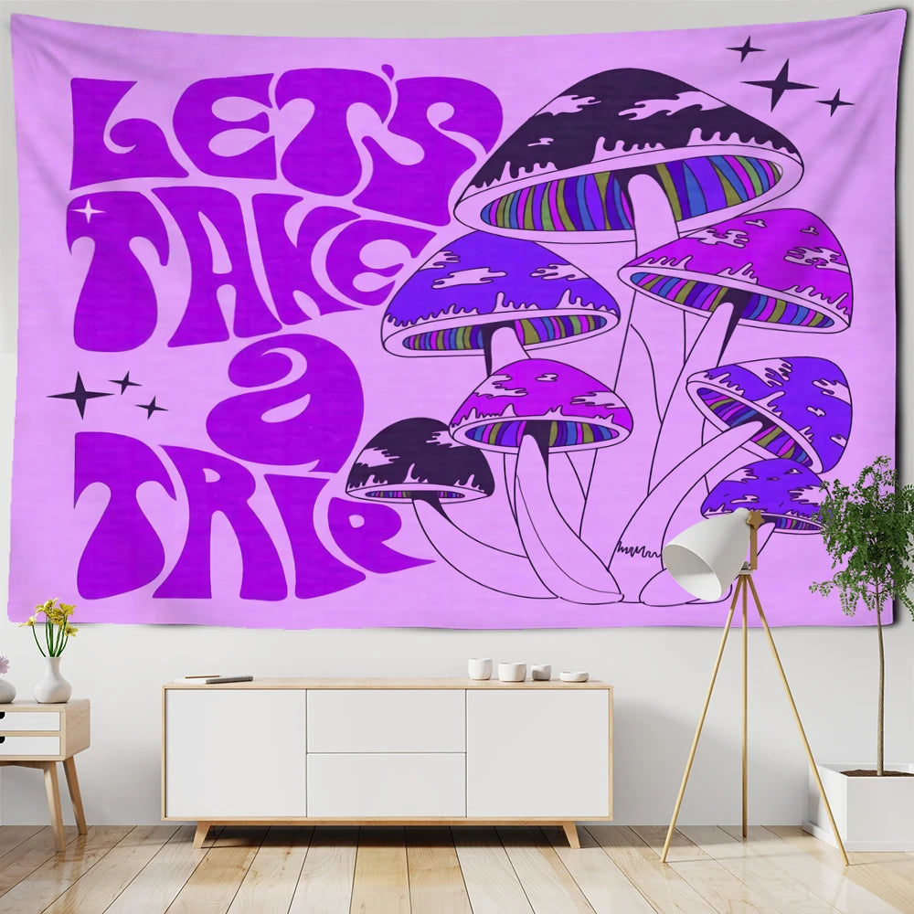 Psychedelic Mushroom Tapestry Wall Hanging