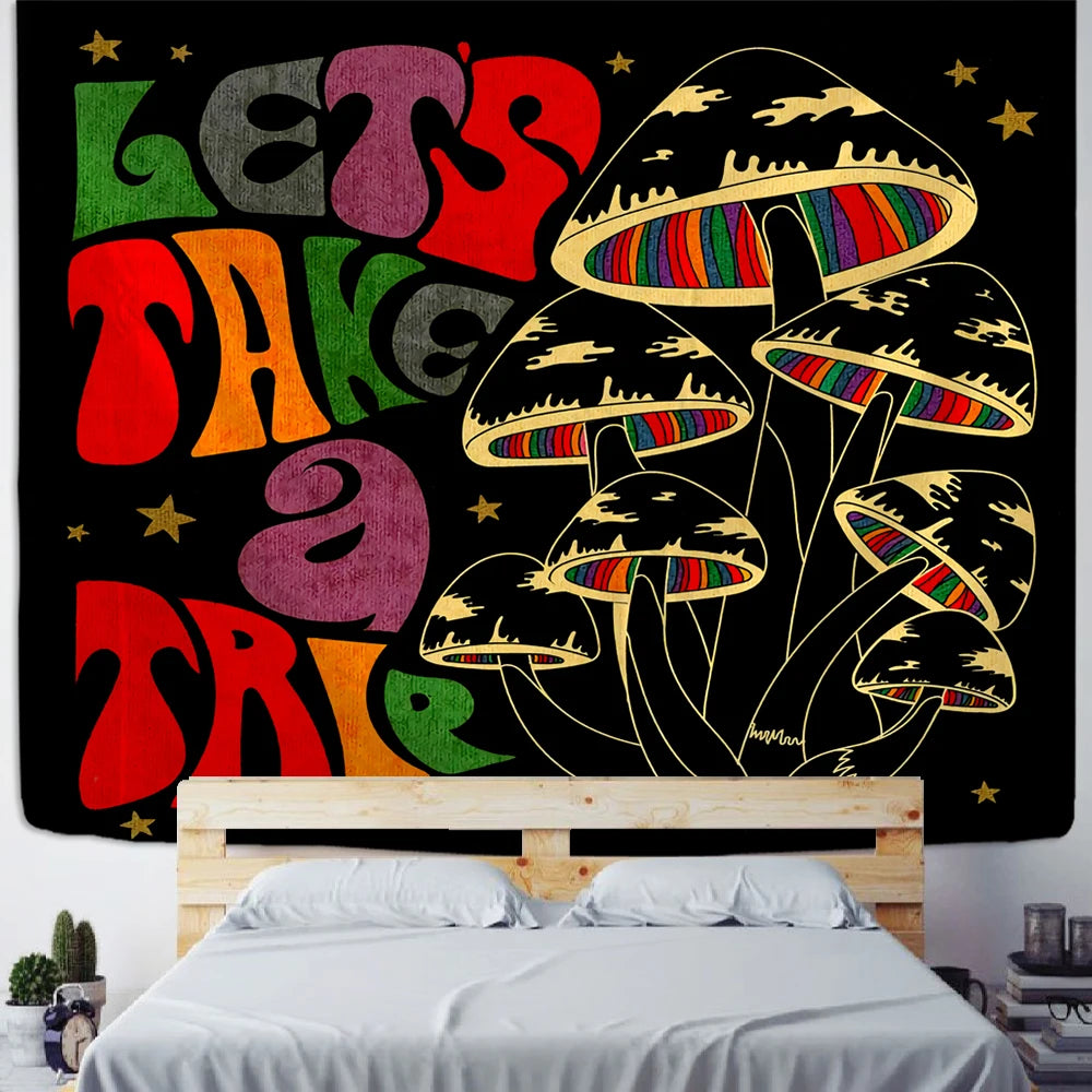 Psychedelic Mushroom Tapestry Wall Hanging