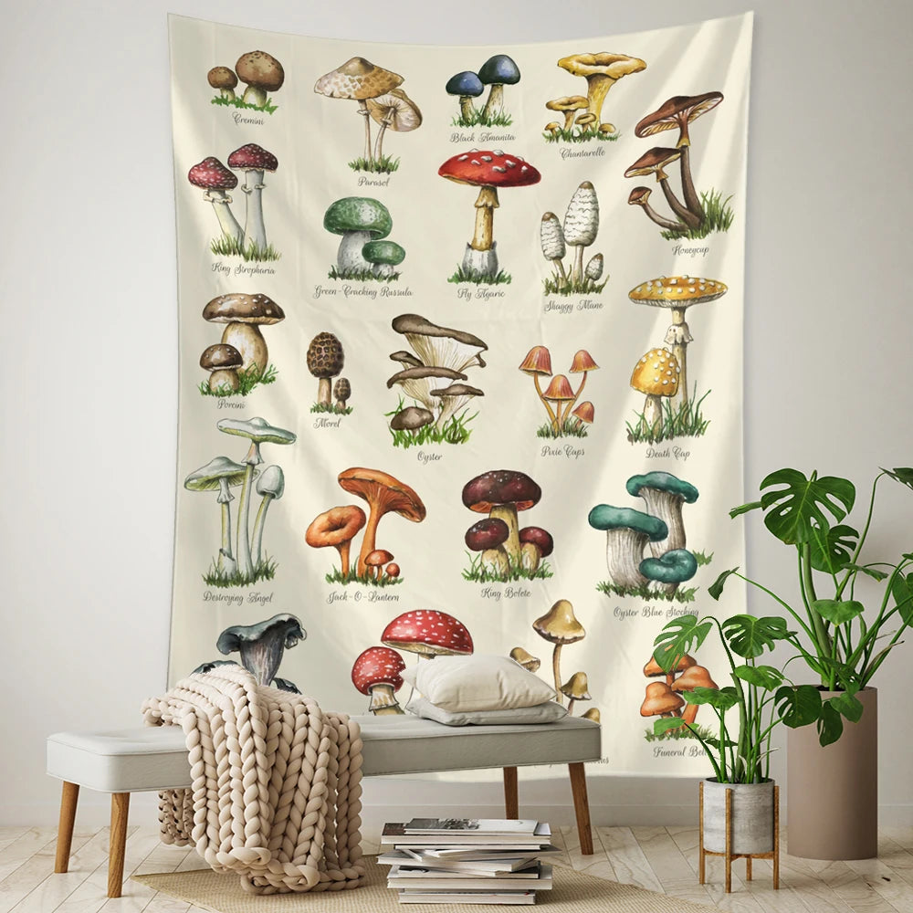 mushroom and nature tapestries in a variety of sizes