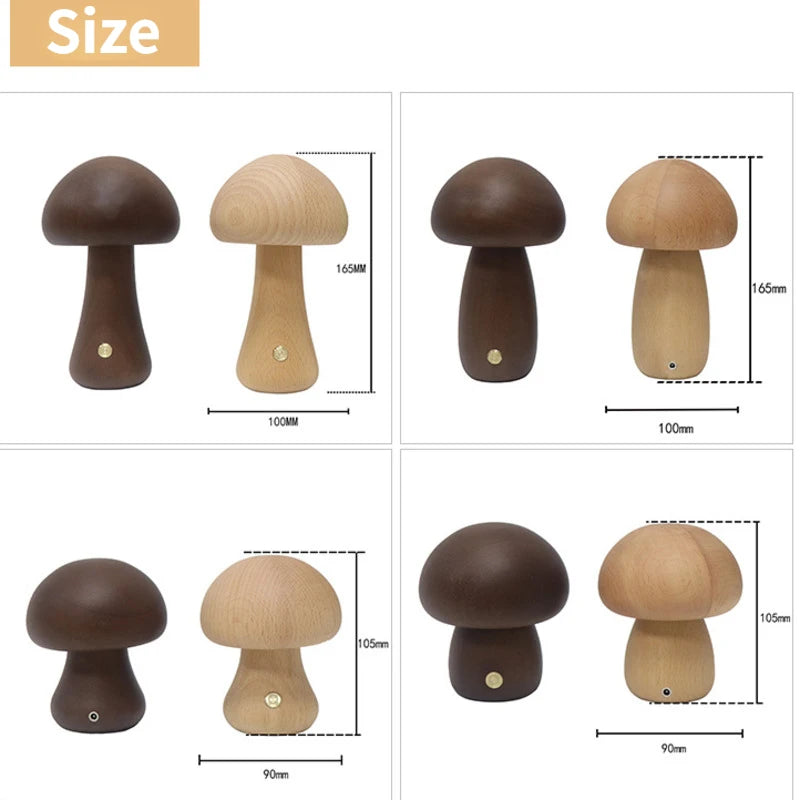 wooden mushrooms table lamp