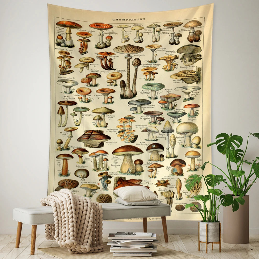 mushroom and nature tapestries in a variety of sizes